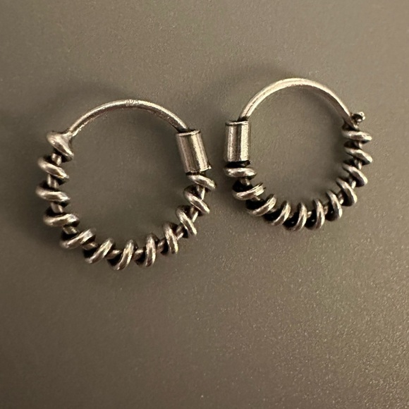 Sterling Silver Twist Bali Hoop Earrings 10mm - Picture 6 of 9